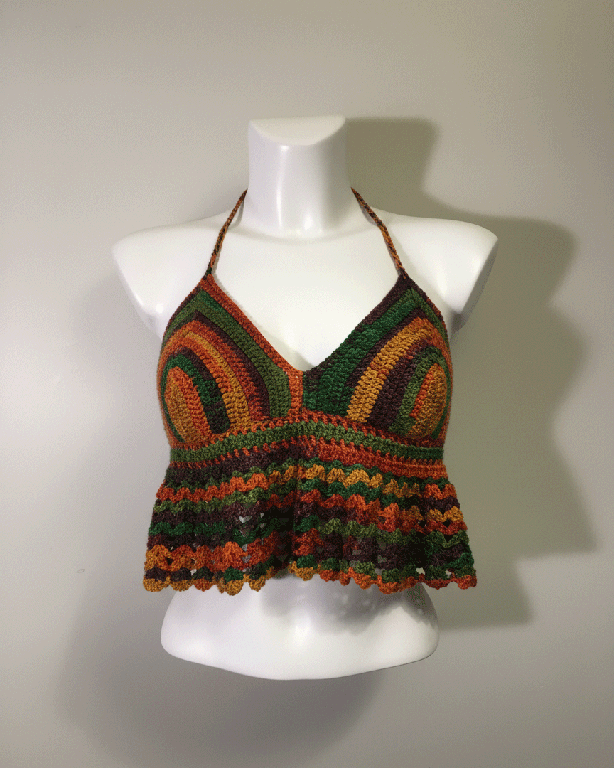 El Yapımı Bohem Örgü Crop Top