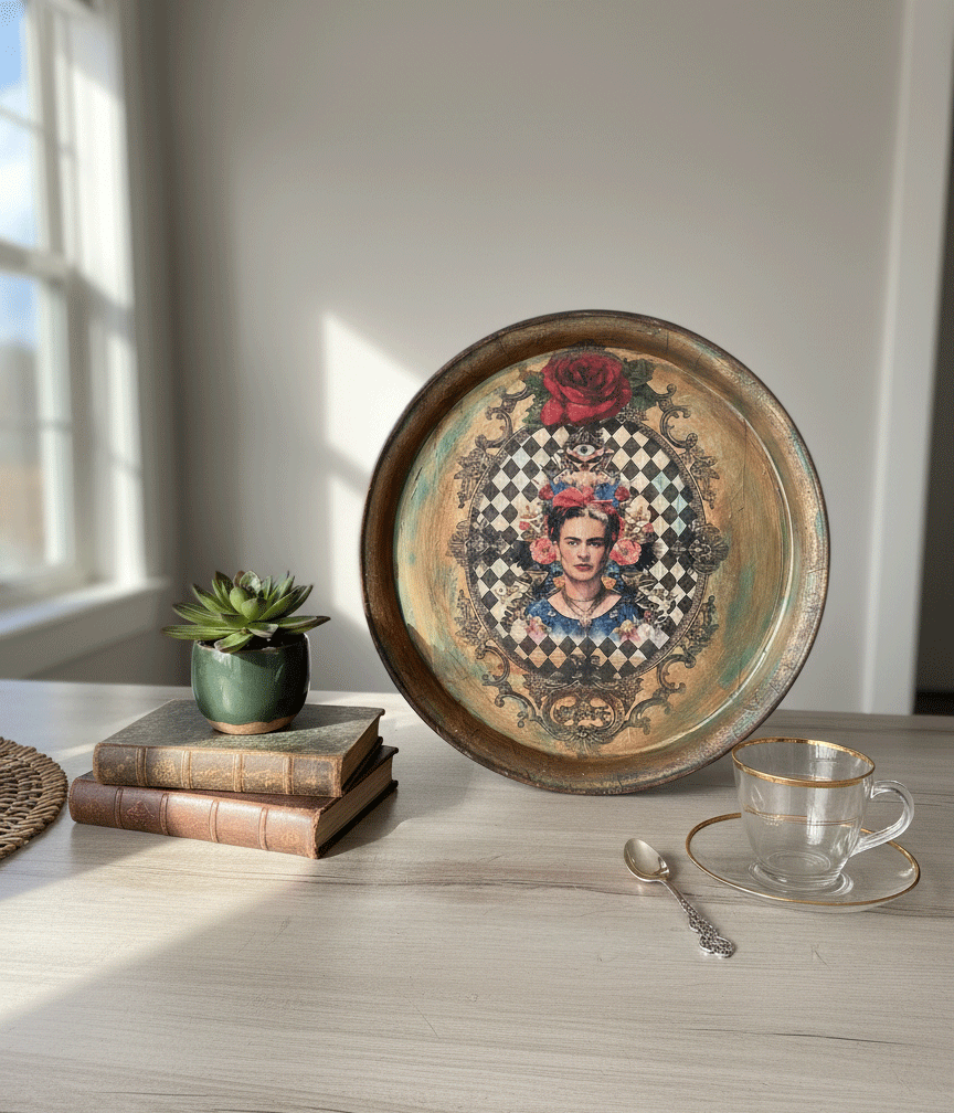 Frida Kahlo İlhamlı El Yapımı Dekoratif Pano